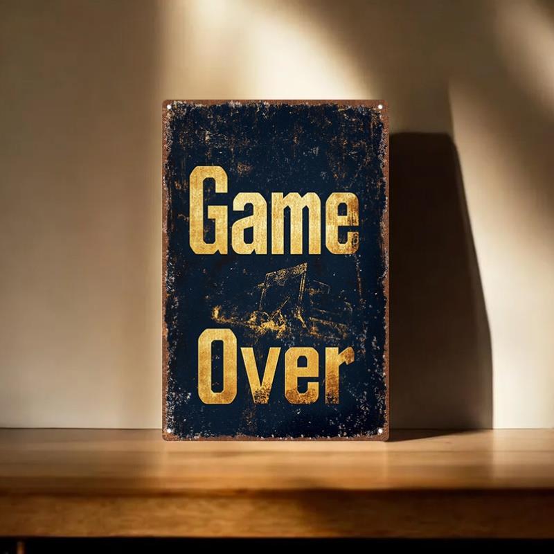 Game Retro Gaming - Vintage Game Over Metal Tin Sign
