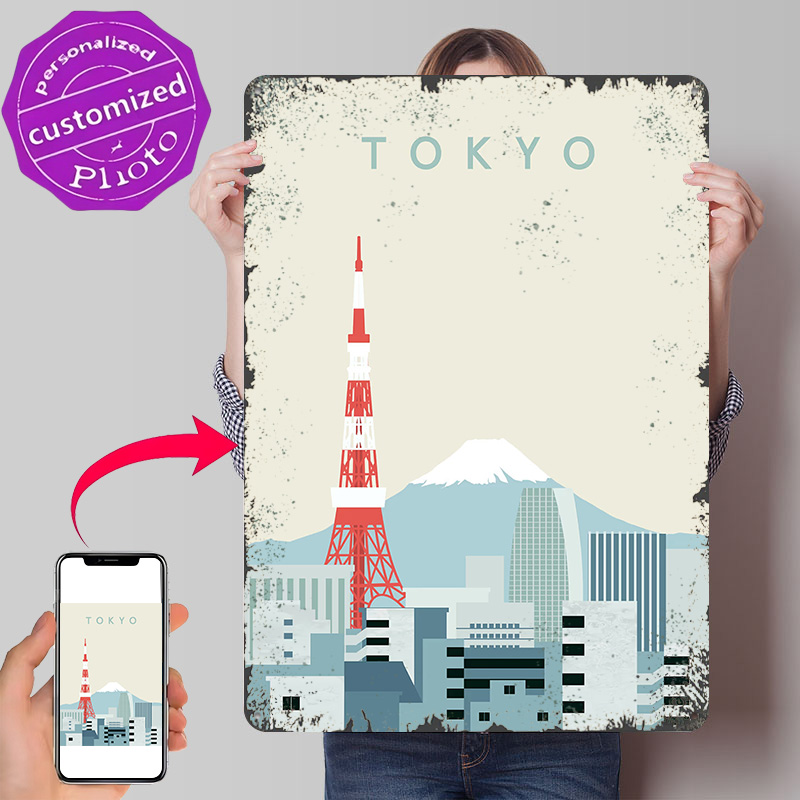 Retro Gaming Gifts For Men - Tokyo Poster Retro 3D Printed Metal