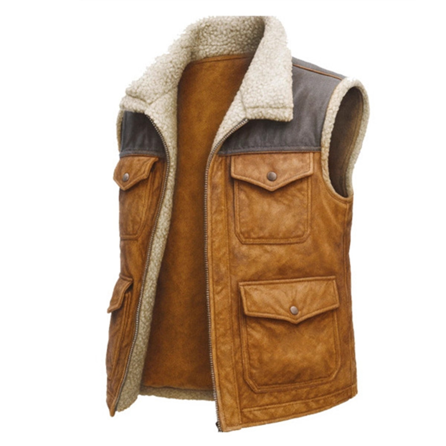 Retro Gaming Jacket - Patchwork Men's Fleece Vest Spring Autumn