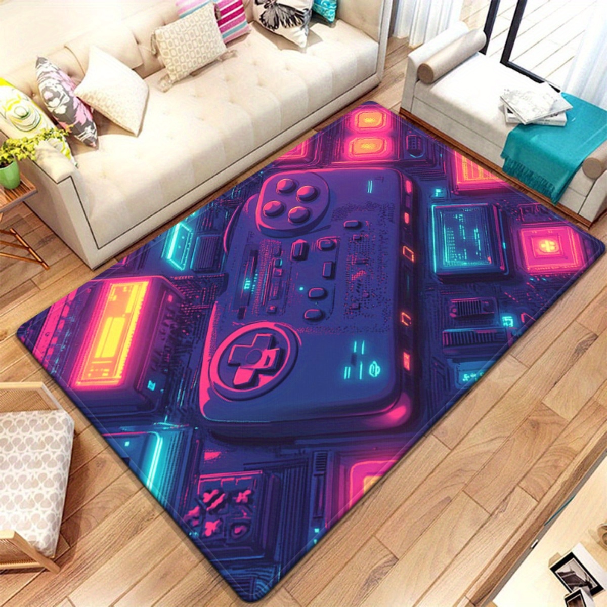 Neon Gamer Rug – Retro Game Co - Retro Gaming Rug 评论和价格