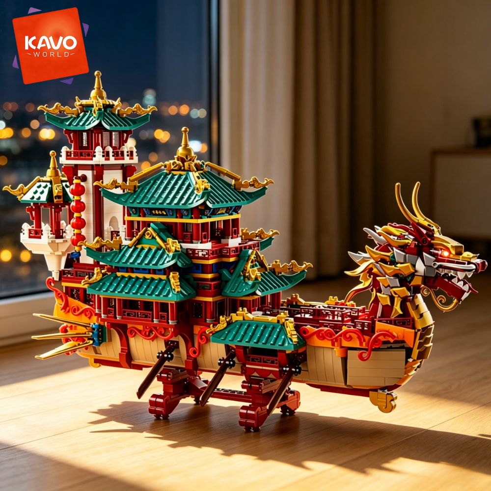 KAVOWORLD 2453pcs Dragon Boat  - Retro Gaming Cabinet 评论和价格