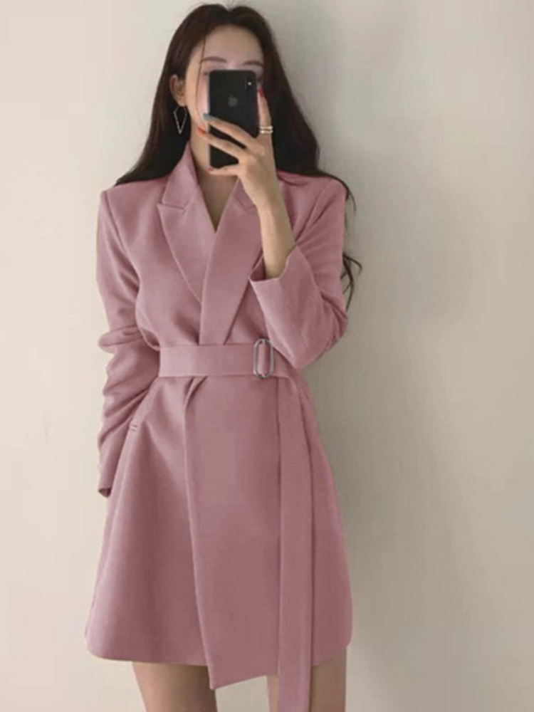 Spring Solid Color Mid Long Su - Retro Gaming Jacket 评论和价格