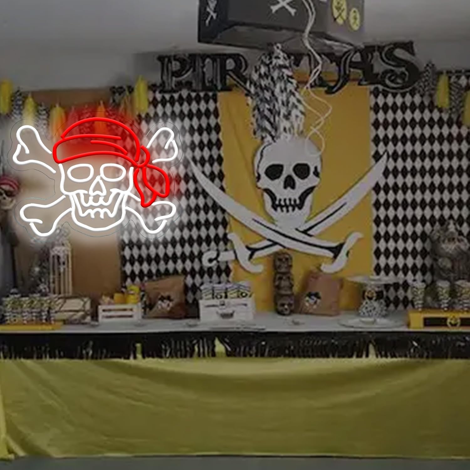 Pirate Skull USB Dimmable Neon - Retro Gaming Gifts For Men 评论和价格
