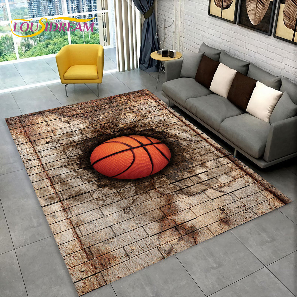 3D Basketball Cour Cartoon Are - Retro Gaming Rug 评论和价格