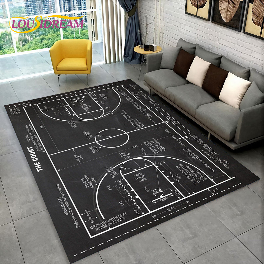 3D Basketball Cour Cartoon Are - Retro Gaming Rug 评论和价格